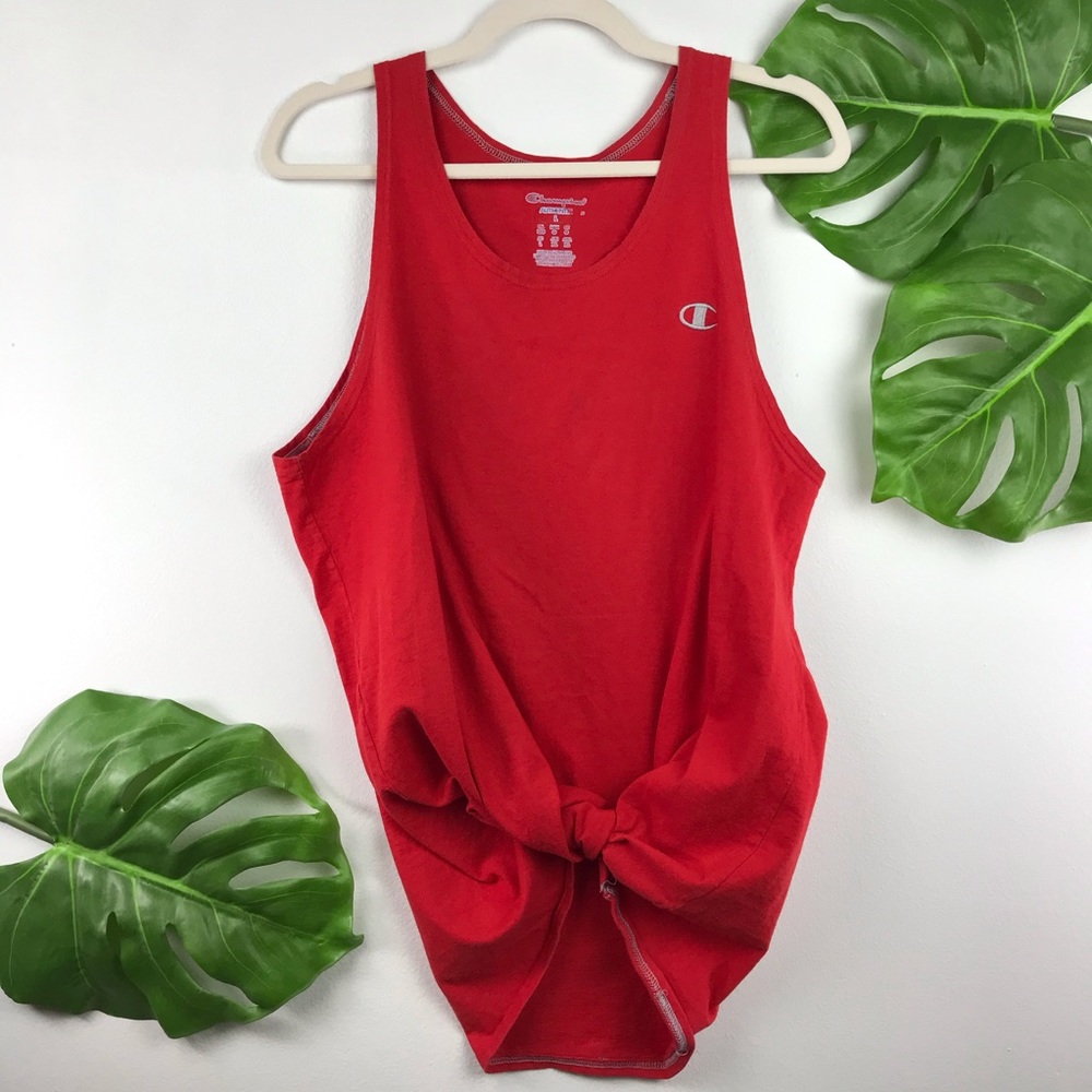 VINTAGE CHAMPION RED TANK WITH EMBROIDERY